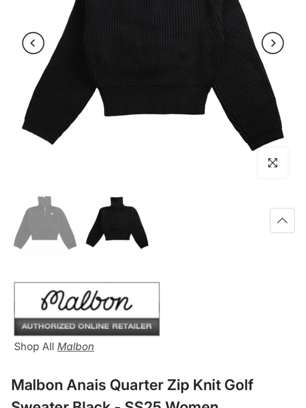 Malbon Golf WOMENS Anais Half Zip-up Sweater BLACK quality + wool cotton M - Picture 6 of 6